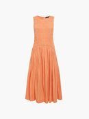 Alexis Cotton Midi Dress - Tangerine/cream