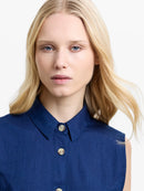 Zaves Chambray Belted Midi Dress - Dark Wash