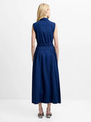 Zaves Chambray Belted Midi Dress - Dark Wash