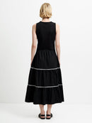 Kaylie Ric Rac Midi Dress - Black/porcelain Cream