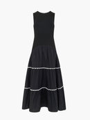 Kaylie Ric Rac Midi Dress - Black/porcelain Cream