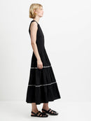 Kaylie Ric Rac Midi Dress - Black/porcelain Cream