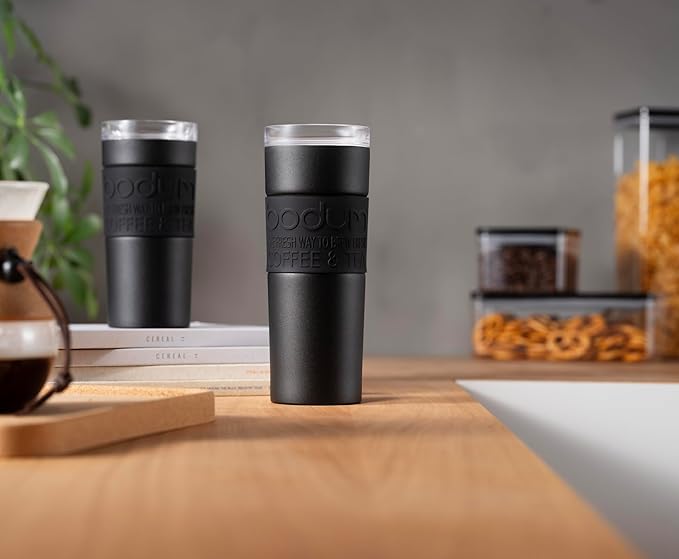 Travel Mug 0.45L with Clear Lid - Black