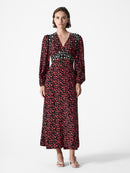 Harriet Delphine Midi Dress - Red Brick Multi