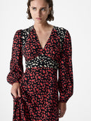 Harriet Delphine Midi Dress - Red Brick Multi