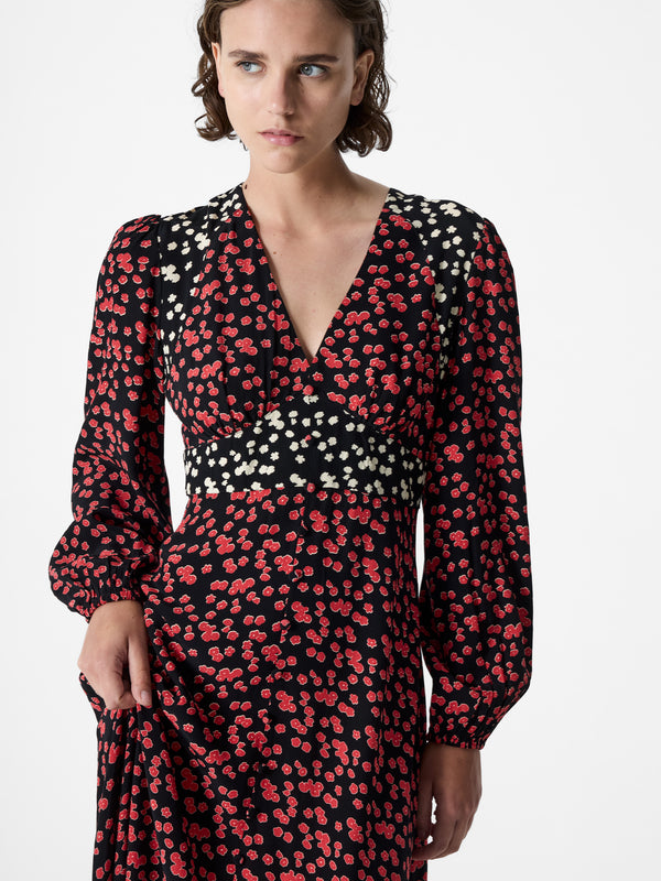 Harriet Delphine Midi Dress - Red Brick Multi