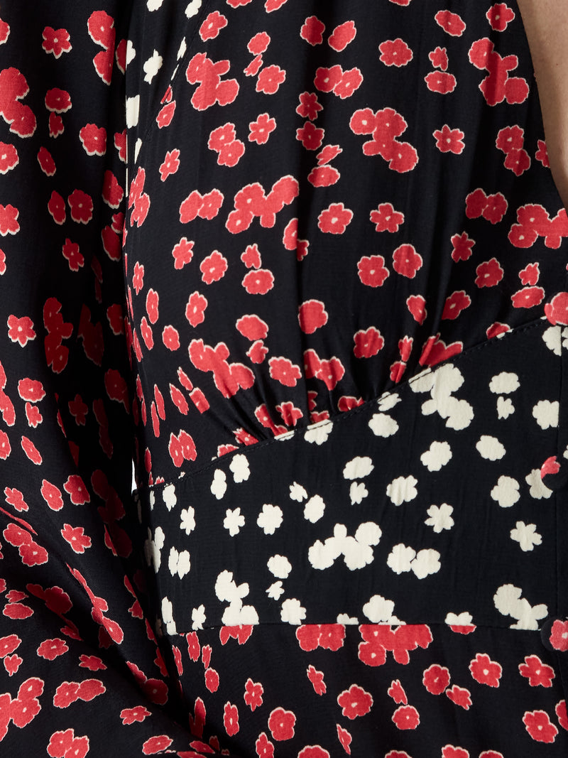 Harriet Delphine Midi Dress - Red Brick Multi