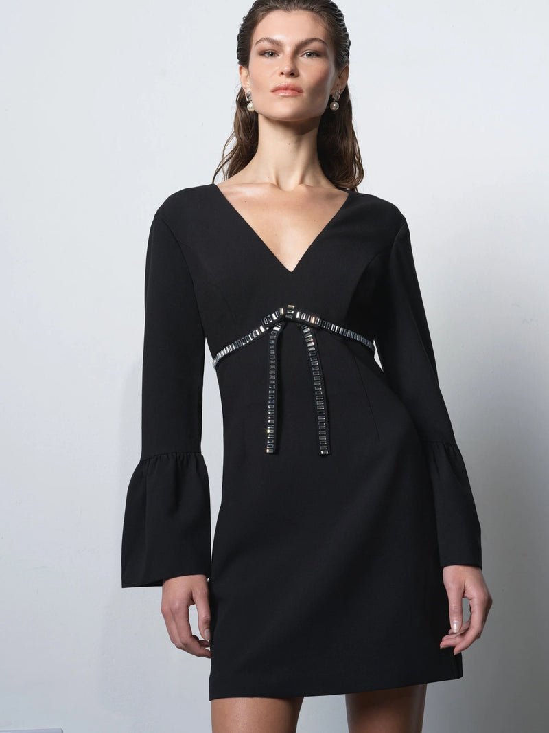 Azra Diamante Bow Dress - Blackout