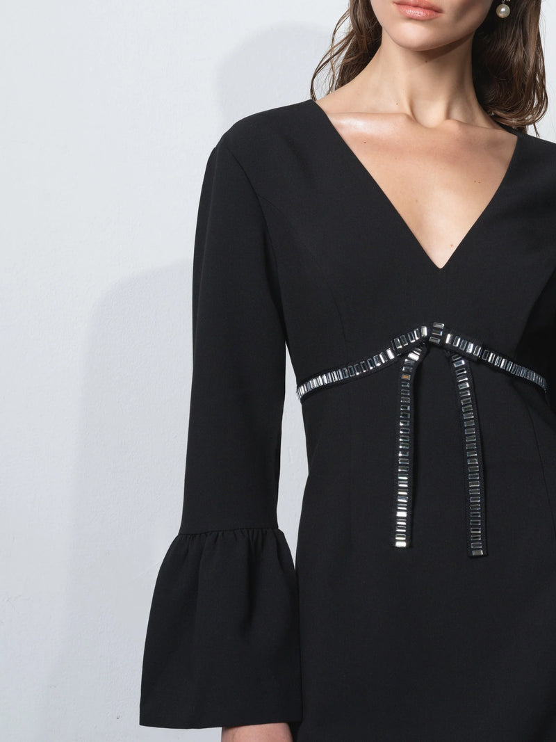 Azra Diamante Bow Dress - Blackout