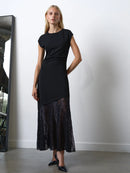 Valetta Lace Mix Dress - Blackout