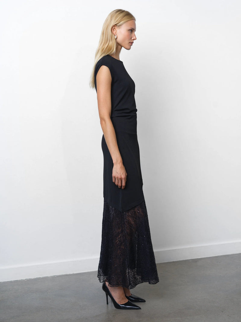 Valetta Lace Mix Dress - Blackout