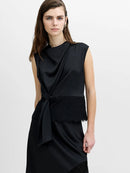 Dahlia Puff Ball Sleeve Blouse - Graphite Grey/black