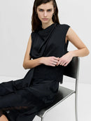 Dahlia Puff Ball Sleeve Blouse - Graphite Grey/black
