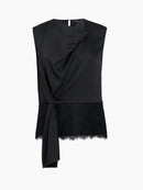Dahlia Puff Ball Sleeve Blouse - Graphite Grey/black