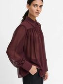 Arezzo Wide Shoulder Shirt - Cherry Liqueur