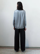 Maggie Satin Stripe Shirt - Silver Grey