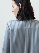 Maggie Satin Stripe Shirt - Silver Grey