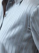 Maggie Satin Stripe Shirt - Silver Grey