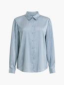 Maggie Satin Stripe Shirt - Silver Grey