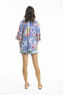 ESCAPE BOHO TOP - Blue/yellow