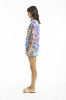 ESCAPE BOHO TOP - Blue/yellow