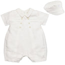 Pierre Traditional Romper & Baker Boy Cap - White