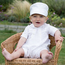 Pierre Traditional Romper & Baker Boy Cap - White