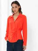 Thelma Wrap Over Shirt - Paradise Orange