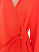 Thelma Wrap Over Shirt - Paradise Orange