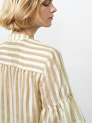 Adeline Striped Gathered Top - Cream/green
