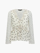 Valeria Emina Chiffn Polka Top - Porcelain Cream/black