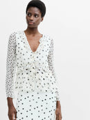 Valeria Emina Chiffn Polka Top - Porcelain Cream/black