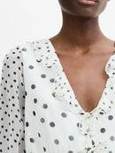 Valeria Emina Chiffn Polka Top - Porcelain Cream/black