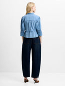 Zaves Chambray Drawstring Top - Light Wash