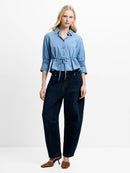 Zaves Chambray Drawstring Top - Light Wash