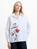 Cambria Cotton Flower Shirt - Linen White Multi