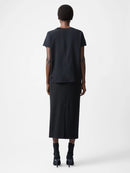 Caprina Crepe Crew Neck Top - Black