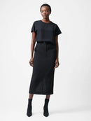 Caprina Crepe Crew Neck Top - Black