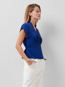 Carmen Crepe Blouse - Cobalt Blue