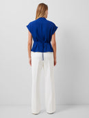 Carmen Crepe Blouse - Cobalt Blue