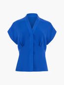 Carmen Crepe Blouse - Cobalt Blue