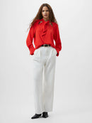 Carmen Crepe Blouse - Scarlet Red