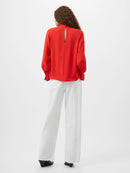 Carmen Crepe Blouse - Scarlet Red