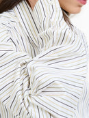 Cambria Stripe Cotton Shirt - White/khaki