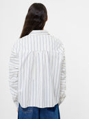 Cambria Stripe Cotton Shirt - White/khaki