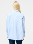 Cambria Cotton Embroidered Shirt - Arctic Blue/linen White