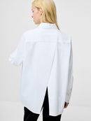 Kesha Back Slit Shirt - Linen White