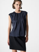 Sera Satin Sleeveless Blouse - Navy