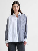 Carmen Striped Shirt - Linen White/grey