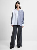 Carmen Striped Shirt - Linen White/grey